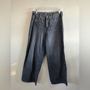 Old Navy Denim High Rise Baggy Wide Leg - Black/Grey Jeans Size 2